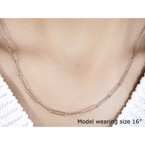 14k White Gold Wire Paperclip Chain (2.7mm)