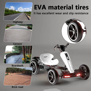 Electric Kids Pedal Go Kart With Adjustable Seat, Foldable Design