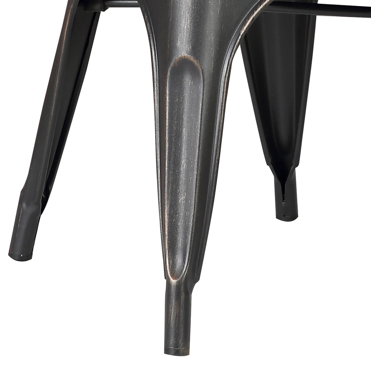 Set of 4 Stackable Metal Dining Chairs, Modern Industrial Slat Back