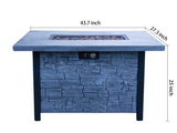 44"W x 25"H Outdoor Propane Fire Pit Table, 50,000 BTU, Cultured Stone