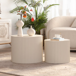 Round Wood Coffee Table for Living Room