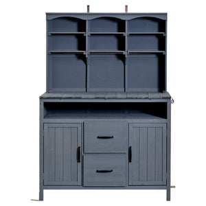 TOPMAX Large Fir Wood Potting Bench with Hutch and Storage
