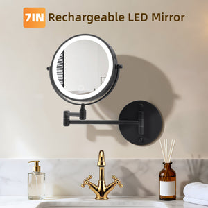 Rechargeable Wall Mounted Makeup Mirror 8'' Magnifying Mirror