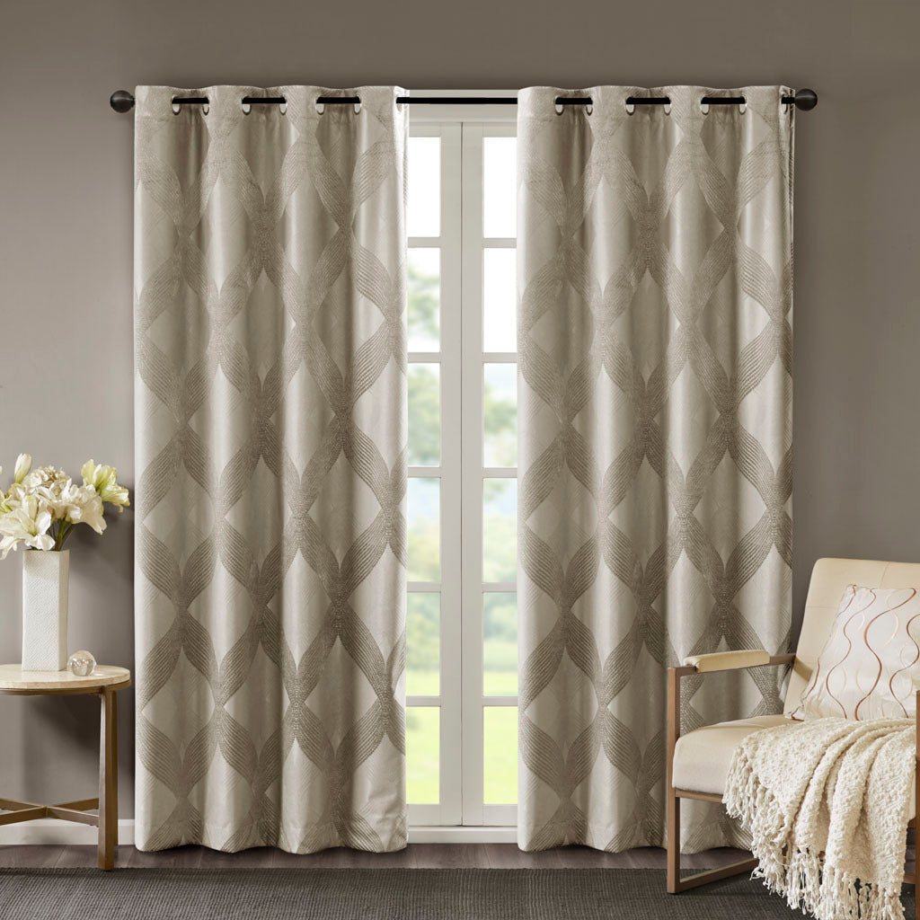 Ogee knitted jacquard total blackout curtain panel (only 1 pc panel)