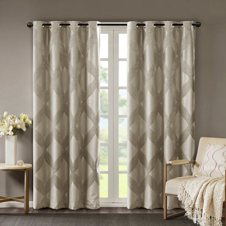 Ogee knitted jacquard total blackout curtain panel (only 1 pc panel)