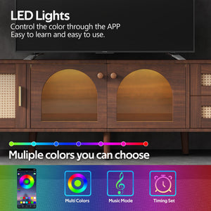 TV Stand With App-Controlled LED Lights, 2 Drawers & Door Storage