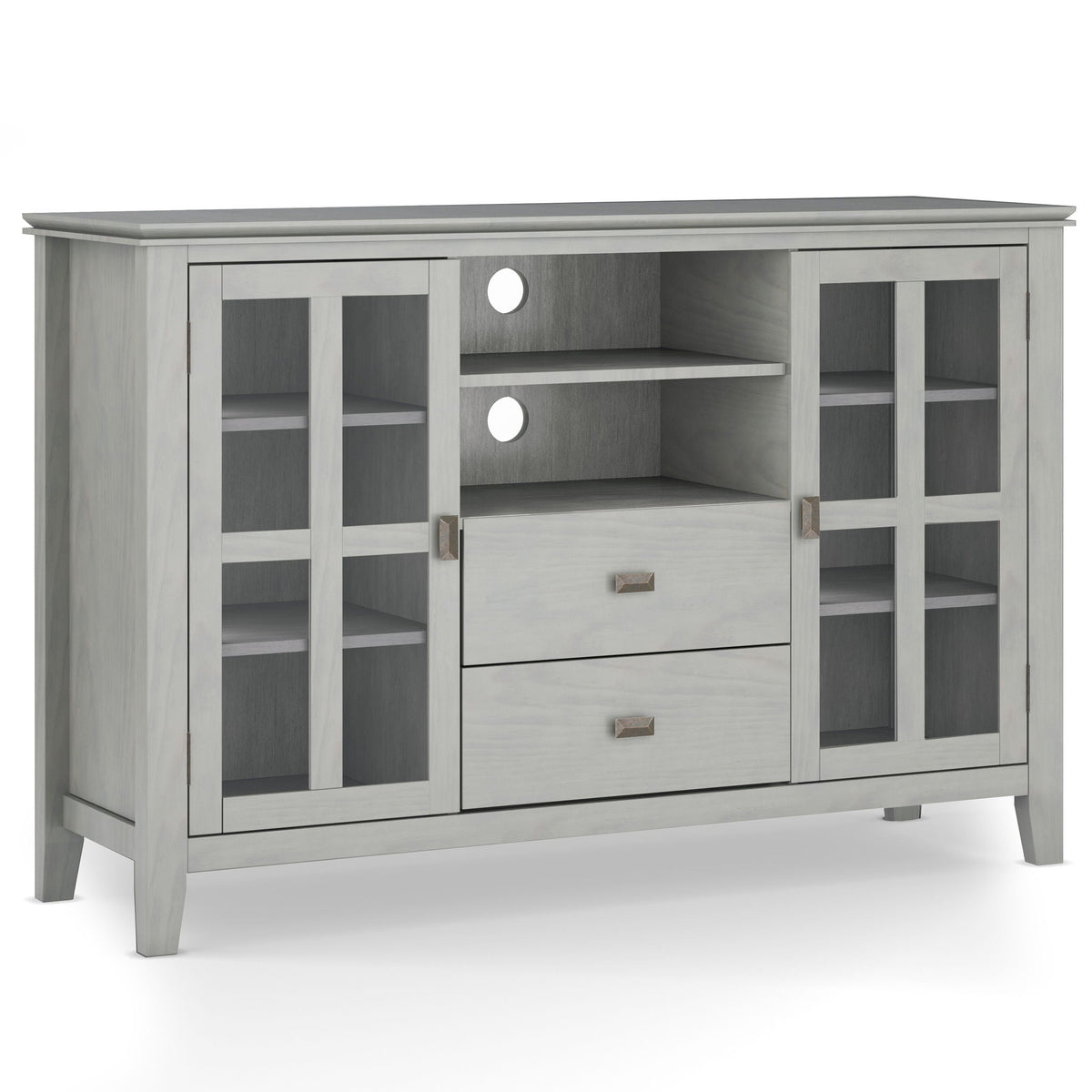 Handcrafted Tall TV Media Stand with Glass Doors and Storage - Multiple Colors
