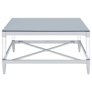 Lindley Square Tempered Mirror Acrylic Coffee Table Chrome