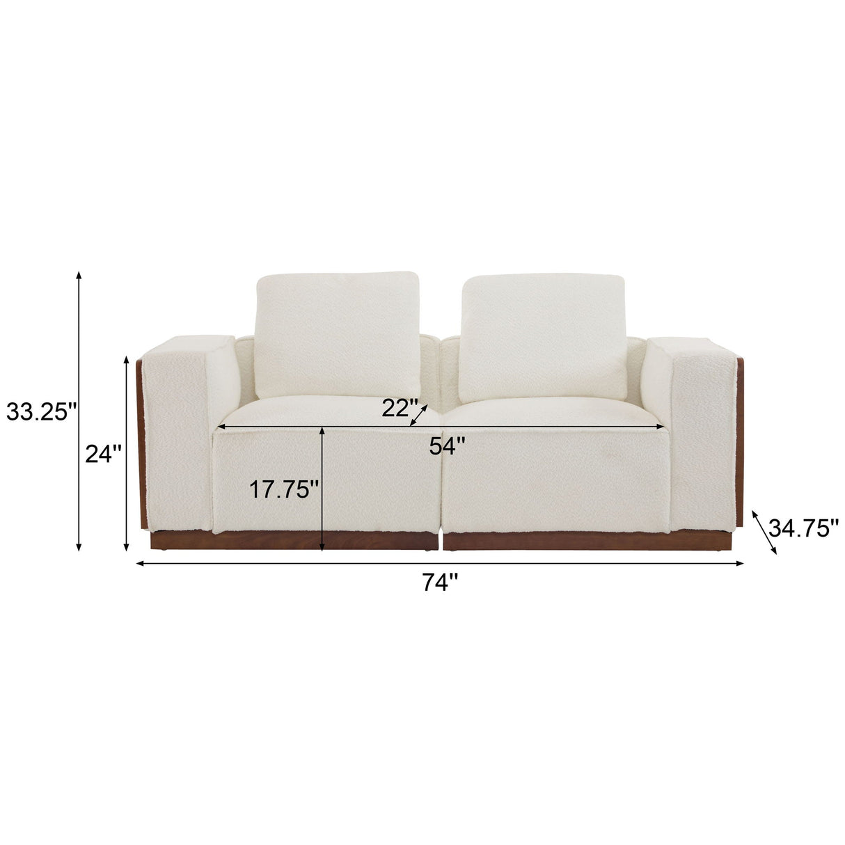 Chita Modular Sectional Sofa 2 Seater With Larger Seats - Beige