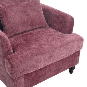 Modern Mid Century Wood Frame Armchair With Tufted Design