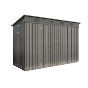 Outdoor Storage Shed, Tool House With Sloping Roof, 6 Vents And 2 Swing Doors For Backyard - Gray