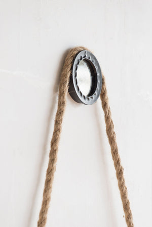 Handsome Cleveland Mirror With Rope Strap Contemporary Design Circle Mirror With Round Metal Frame For Wall Decor