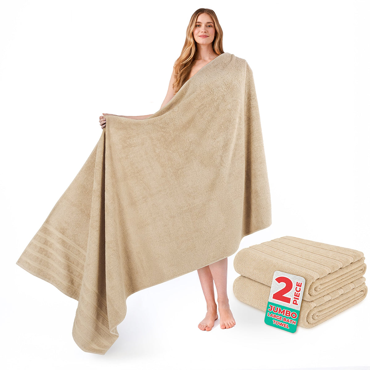 American Soft Linen 35x70 Inch Jumbo Bath Sheet Set of 2 – Extra Large 100% Cotton Turkish Bath Towels