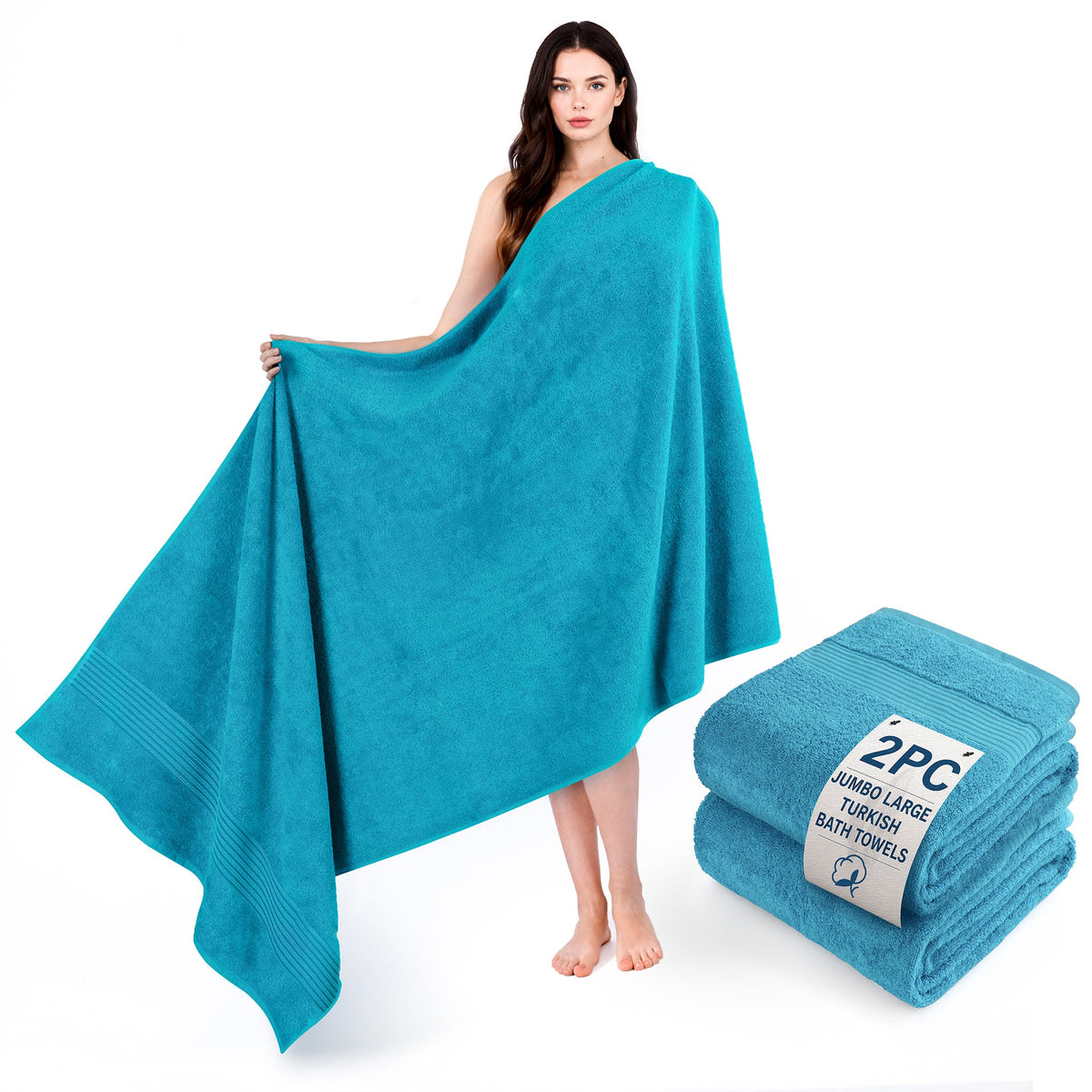American Soft Linen Bekos 35x70 Inch Jumbo Bath Sheet Set of 2 – Extra Large 100% Cotton Turkish Bath Towels