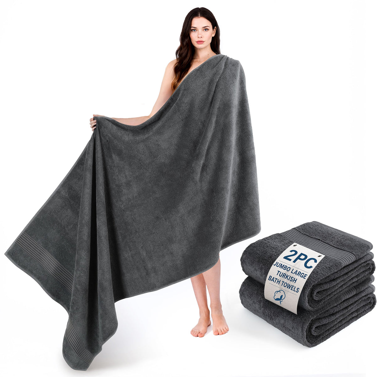 American Soft Linen Bekos 35x70 Inch Jumbo Bath Sheet Set of 2 – Extra Large 100% Cotton Turkish Bath Towels
