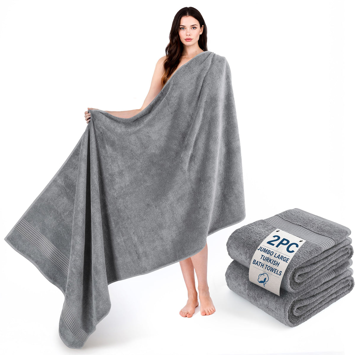 American Soft Linen Bekos 35x70 Inch Jumbo Bath Sheet Set of 2 – Extra Large 100% Cotton Turkish Bath Towels