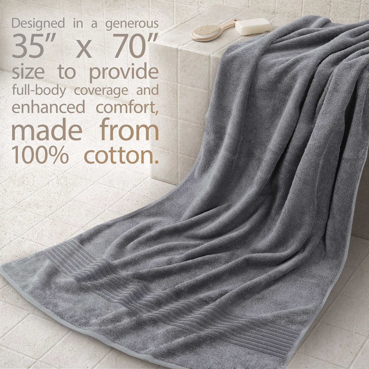 American Soft Linen Bekos 35x70 Inch Jumbo Bath Sheet Set of 2 – Extra Large 100% Cotton Turkish Bath Towels