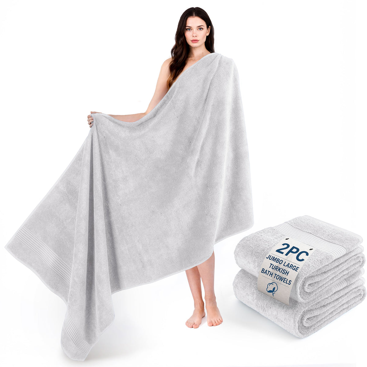 American Soft Linen Bekos 35x70 Inch Jumbo Bath Sheet Set of 2 – Extra Large 100% Cotton Turkish Bath Towels