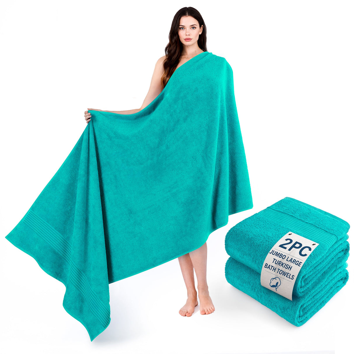 American Soft Linen Bekos 35x70 Inch Jumbo Bath Sheet Set of 2 – Extra Large 100% Cotton Turkish Bath Towels