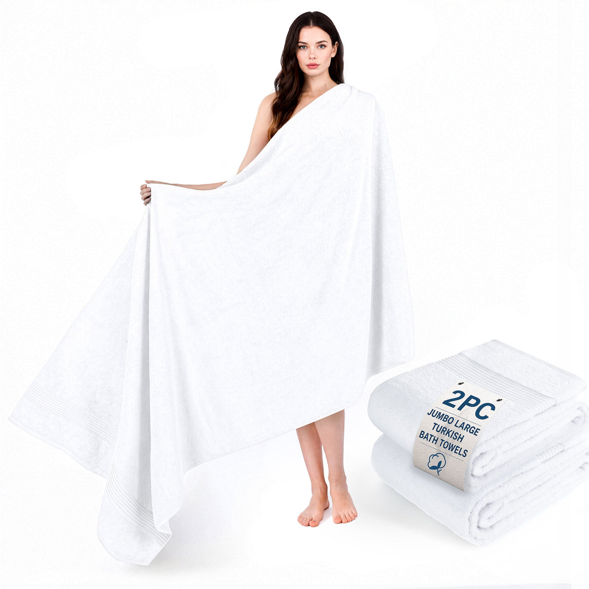 American Soft Linen Bekos 35x70 Inch Jumbo Bath Sheet Set of 2 – Extra Large 100% Cotton Turkish Bath Towels