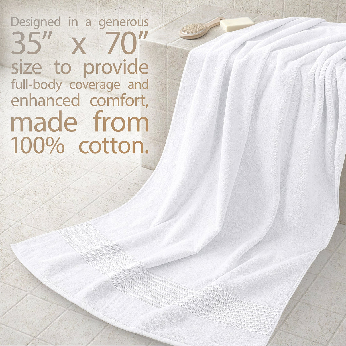 American Soft Linen Bekos 35x70 Inch Jumbo Bath Sheet Set of 2 – Extra Large 100% Cotton Turkish Bath Towels