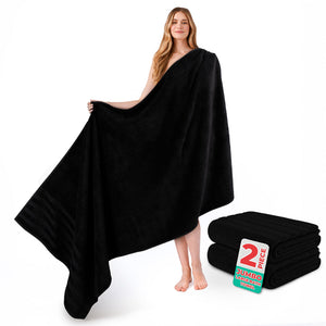 American Soft Linen 35x70 Inch Jumbo Bath Sheet Set of 2 – Extra Large 100% Cotton Turkish Bath Towels