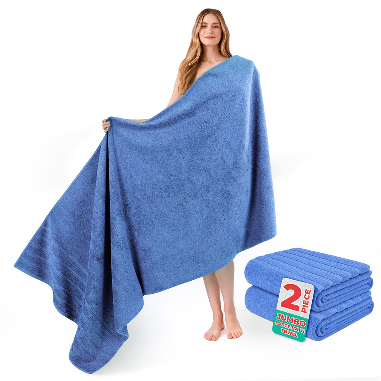 American Soft Linen 35x70 Inch Jumbo Bath Sheet Set of 2 – Extra Large 100% Cotton Turkish Bath Towels