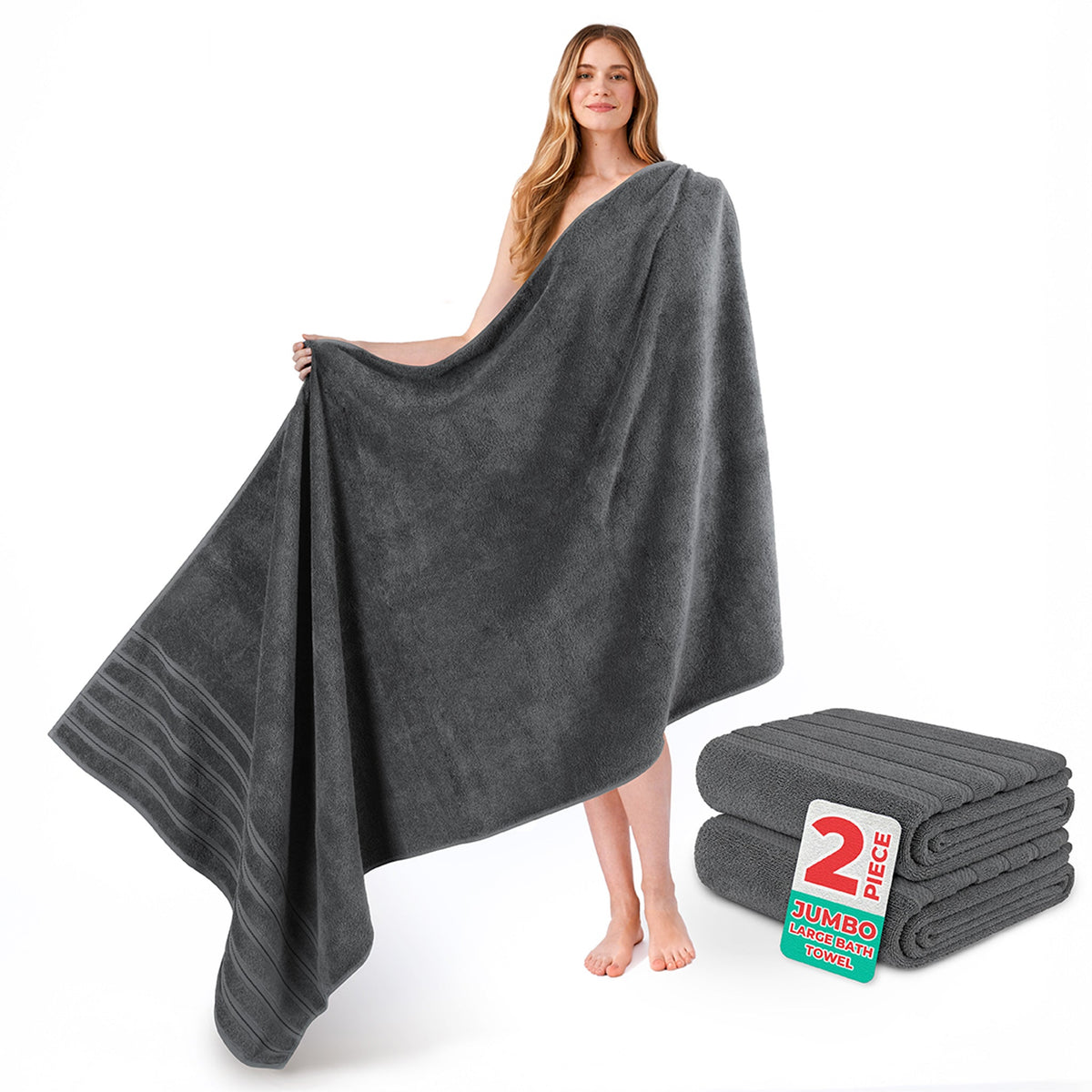 American Soft Linen 35x70 Inch Jumbo Bath Sheet Set of 2 – Extra Large 100% Cotton Turkish Bath Towels