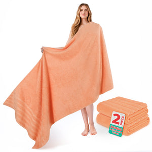 American Soft Linen 35x70 Inch Jumbo Bath Sheet Set of 2 – Extra Large 100% Cotton Turkish Bath Towels