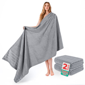 American Soft Linen 35x70 Inch Jumbo Bath Sheet Set of 2 – Extra Large 100% Cotton Turkish Bath Towels
