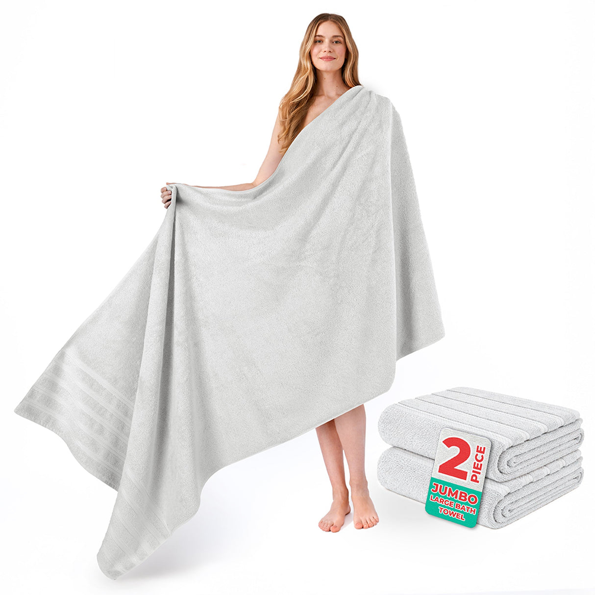American Soft Linen 35x70 Inch Jumbo Bath Sheet Set of 2 – Extra Large 100% Cotton Turkish Bath Towels