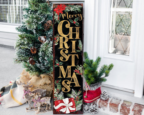 36 Christmas Porch Sign - Front Porch Christmas Welcome Sign with Vintage Christmas Decoration Rustic Modern Farmhouse Entryway Porch Decor - Tuesday Morning - Front Porch Decor