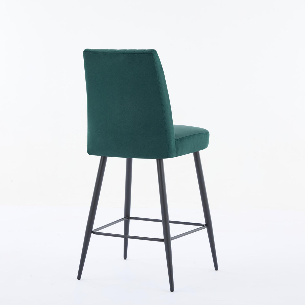 Adjustable Iron Feet Velvet Green Bar Chairs Set of 2