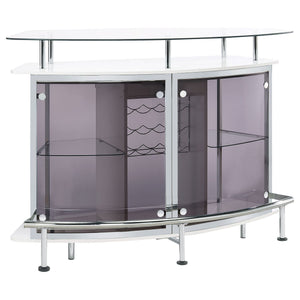 Gideon Curved Glass Top Home Bar Cabinet White High Gloss