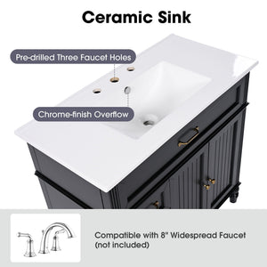 Bathroom Vanity With Sink, Freestanding Cabinet & Drawers