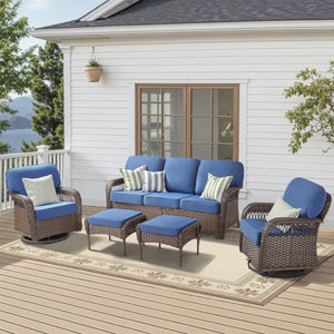 Luxury 5" Thick Cushioned 5 Pieces Patio Furniture Set