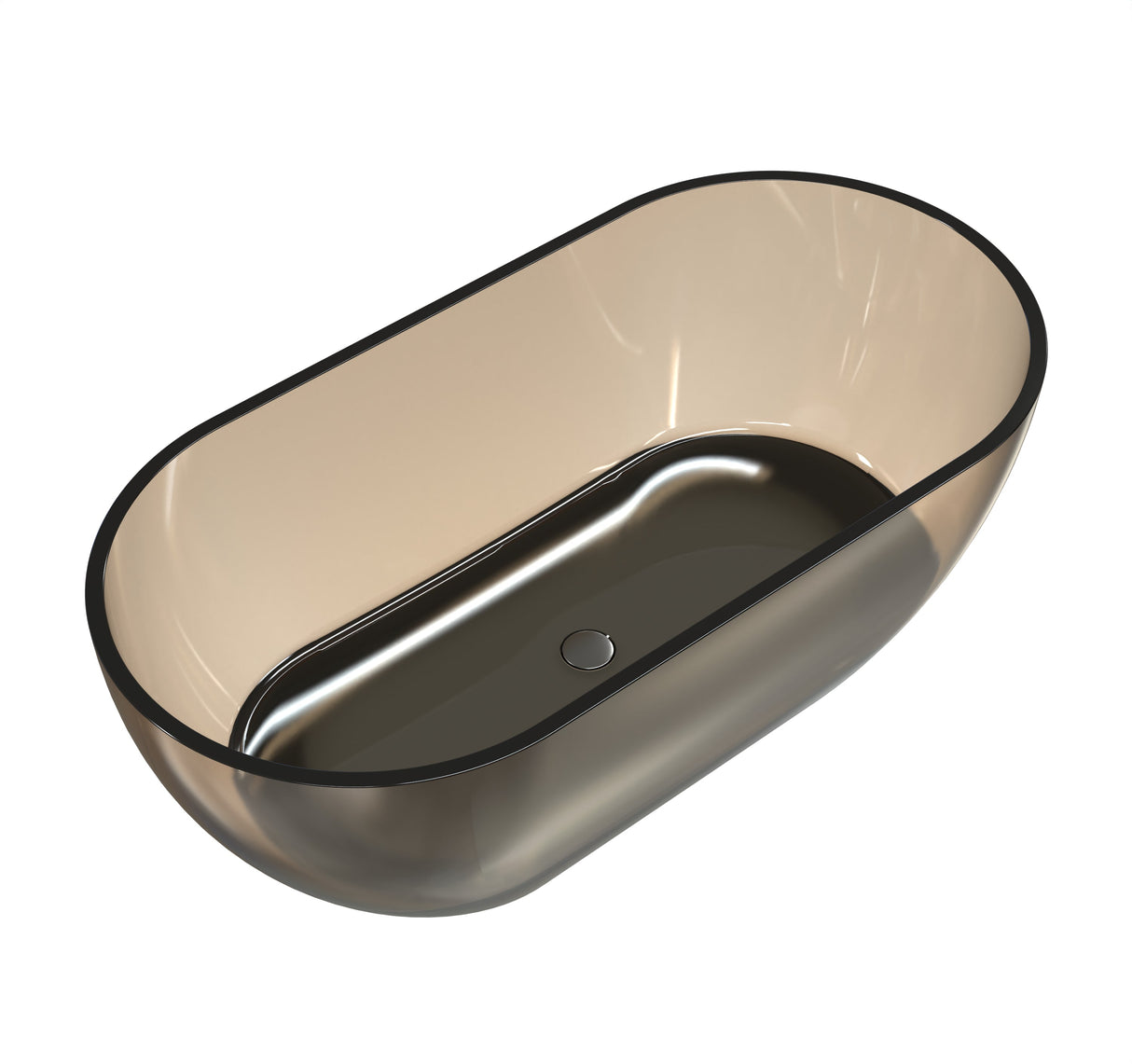 59 Inch Small-Size Resin Oval Freestanding Bathtub