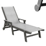Lounge Chair Outdoor, HDPE Chaise Lounge with Wheels and 5-Position Recliner