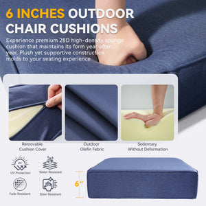 6-Inch Thicker Outdoor Chair Cushion Set - Waterproof