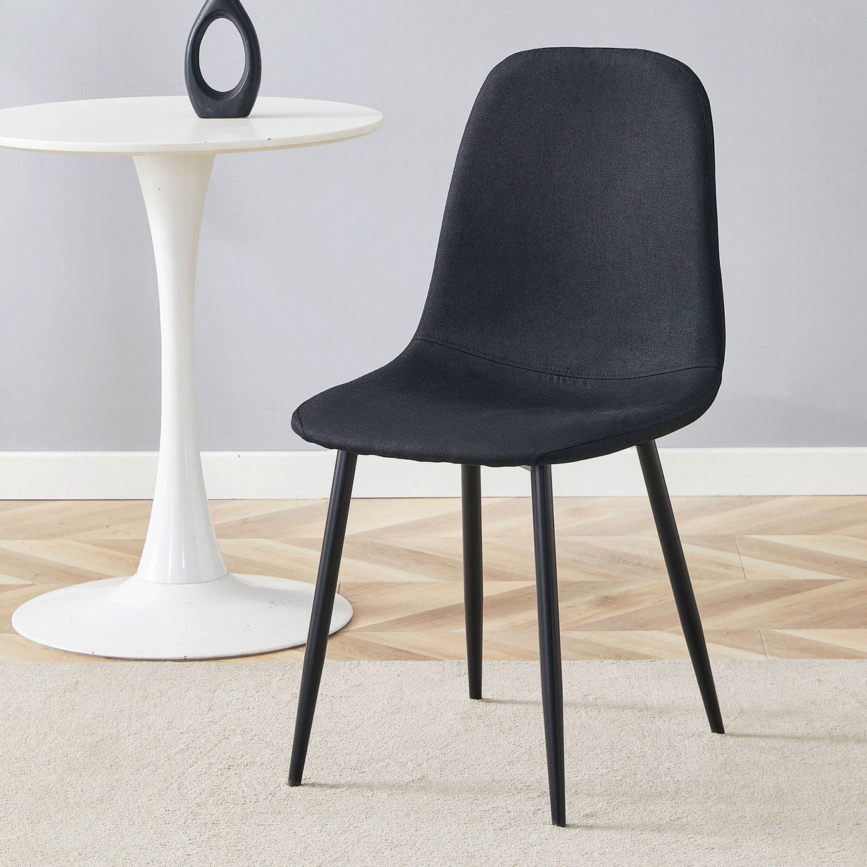 Modern Medieval Style Cushioned Side Chairs Set With Metal Legs For Kitchens