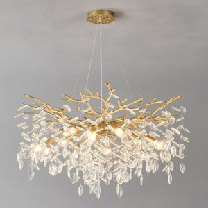 8-Light Crystal Gold Chandelier for Dining Room and Kitchen Island
