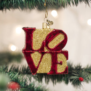 Love Ornament Mouth-Blown Glass 3.5 x 3 x 0.75