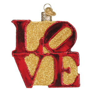 Love Ornament Mouth-Blown Glass 3.5 x 3 x 0.75