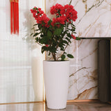 Set of 2 Faux Rattan Tall Planters with Automatic Watering System