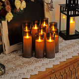 9pcs Flickering Flameless LED Pillar Candles with Remote & Timer