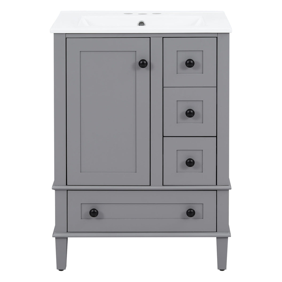 Bathroom Vanity with Integrated Basin and Soft Close Drawers - Multiple Colors