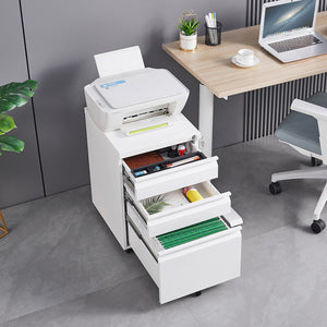 Contemporary 3 Drawer Mobile Filing Cabinet With Lock, Metal Office Storage For Legal / Letter Size
