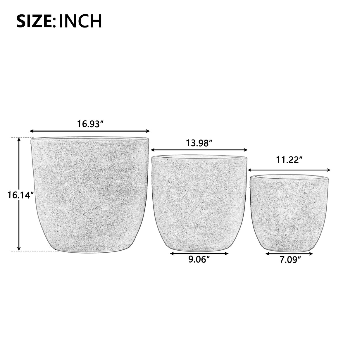 U_Style Lightweight Matte Textured MGO Outdoor Indoor Flower Pot Set of 3