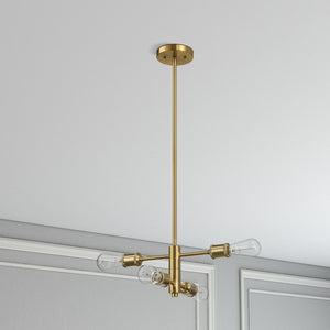 Trellis - 4 Lights Modern Gold Chandelier Vintage Pendant Fixture For Living Room - Clear / Gold