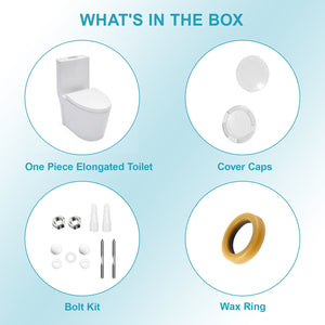 1 Piece Toilet For Bathroom, Dual Flush 1.24 / 1.6 Gpf, Soft Closing Seat - White